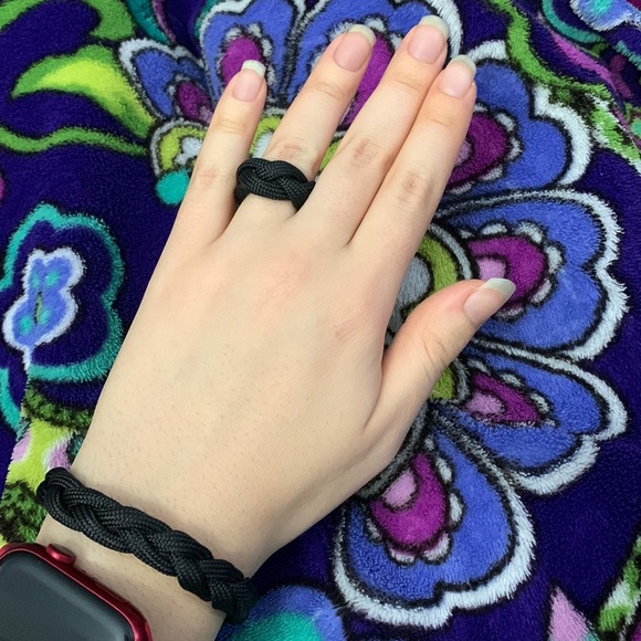 Black Paracord Braided Bracelet and Ring - Picture 1 of 12